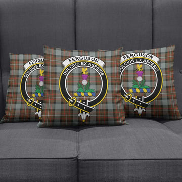 Ferguson Weathered Tartan Pillow Cover with Family Crest