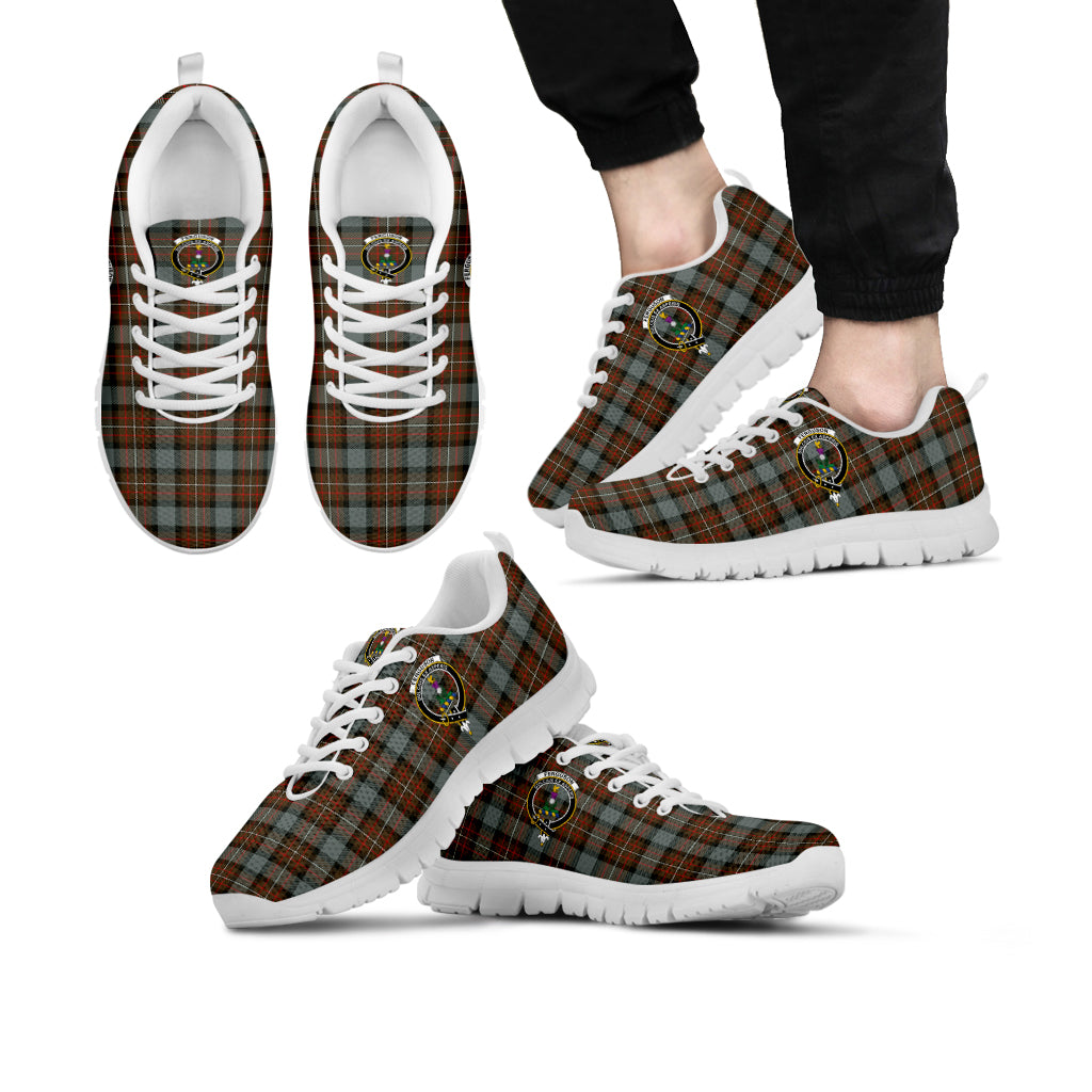 Ferguson Weathered Tartan Sneakers with Family Crest Kid's Sneakers - Tartan Vibes Clothing