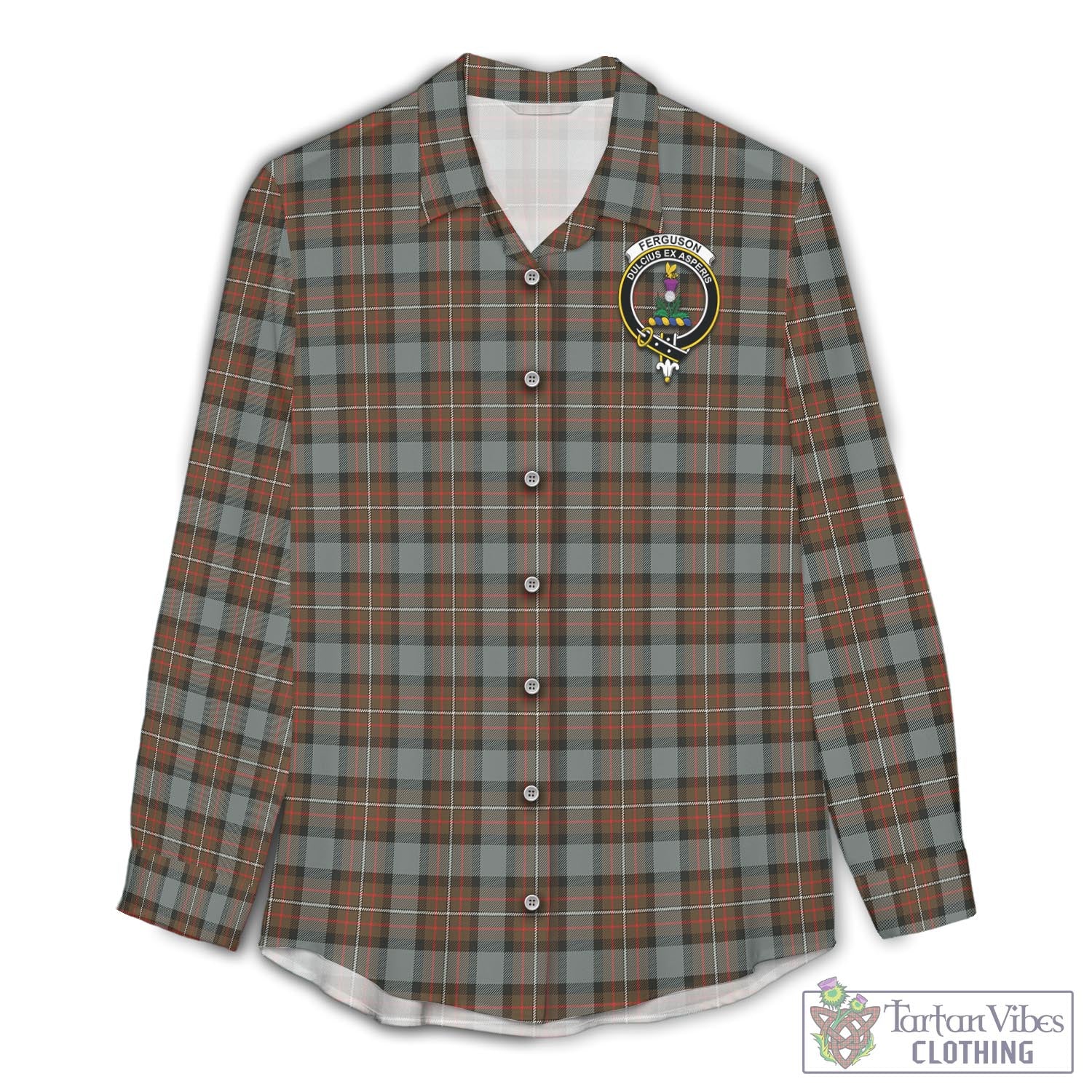 Tartan Vibes Clothing Ferguson Weathered Tartan Womens Casual Shirt with Family Crest