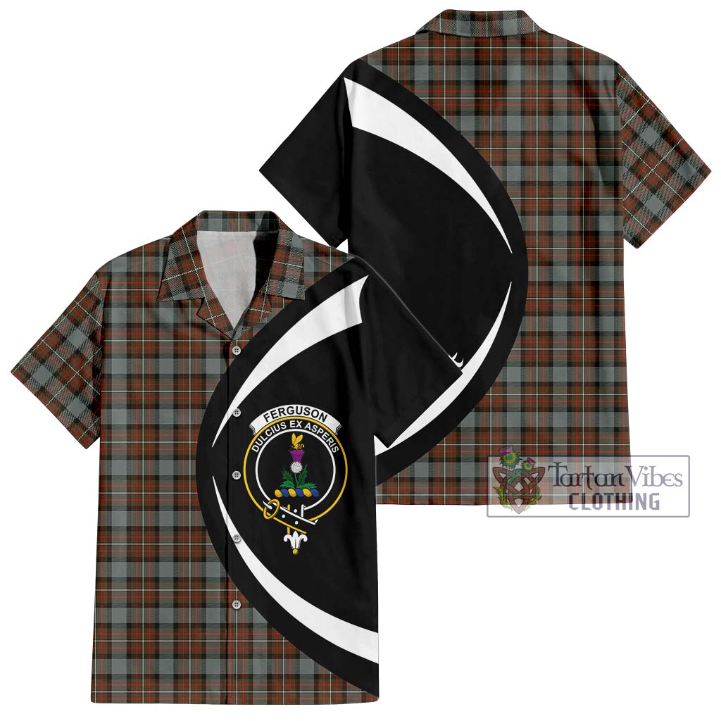 Ferguson Weathered Tartan Short Sleeve Button Up with Family Crest Circle Style Kid - Tartan Vibes Clothing