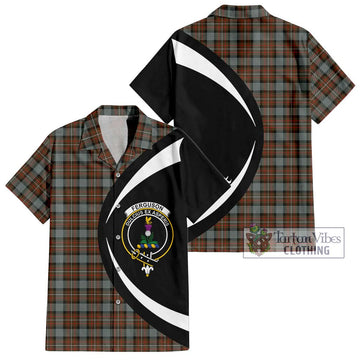 Ferguson Weathered Tartan Short Sleeve Button Up with Family Crest Circle Style