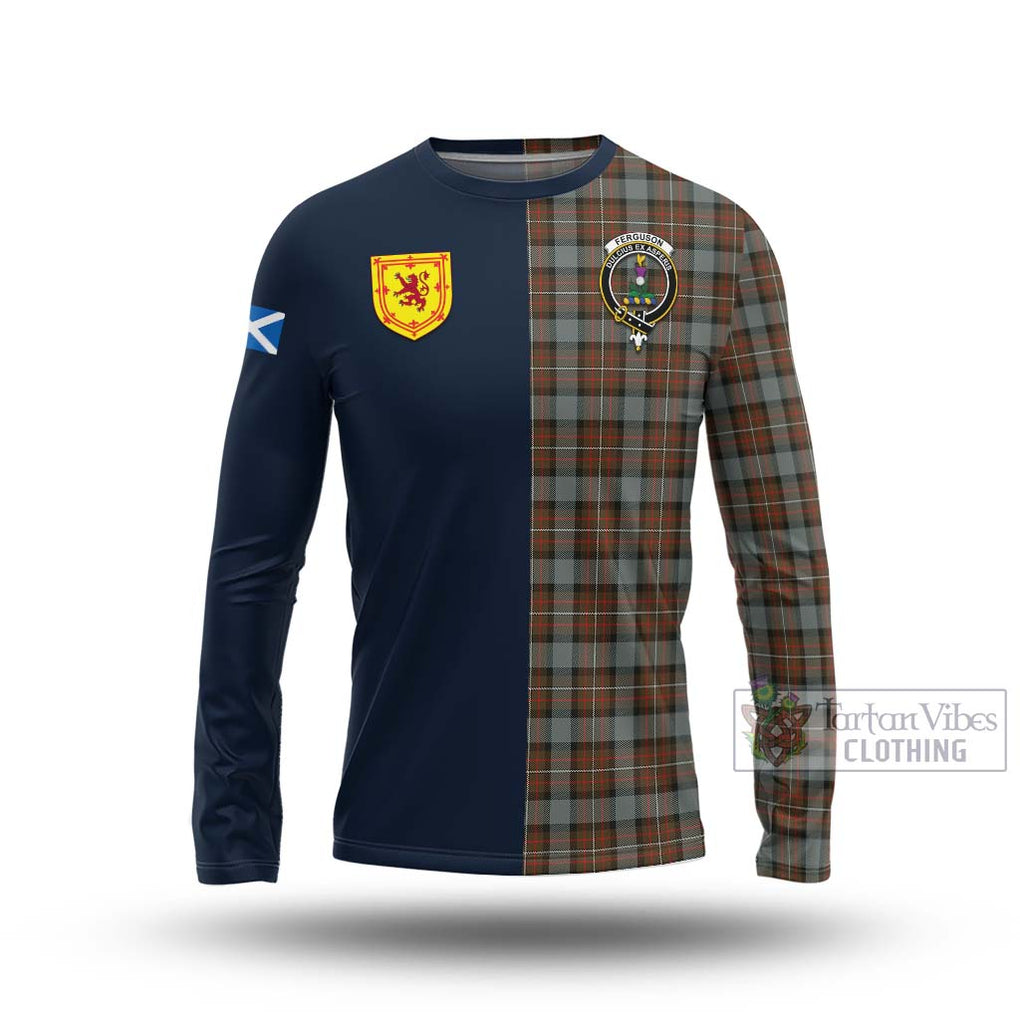 Tartan Vibes Clothing Ferguson Weathered Tartan Long Sleeve T-Shirt with Scottish Lion Royal Arm Half Style