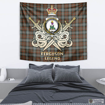 Ferguson Weathered Tartan Tapestry with Clan Crest and the Golden Sword of Courageous Legacy