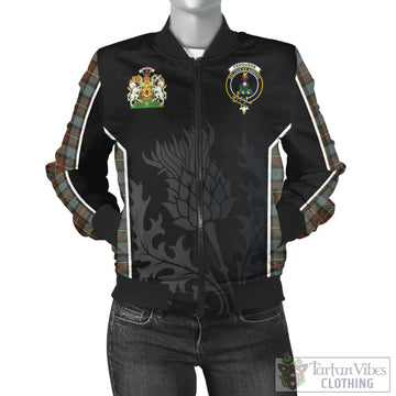 Ferguson Weathered Tartan Bomber Jacket with Family Crest and Scottish Thistle Vibes Sport Style