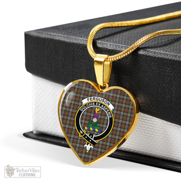 Ferguson Weathered Tartan Heart Necklace with Family Crest