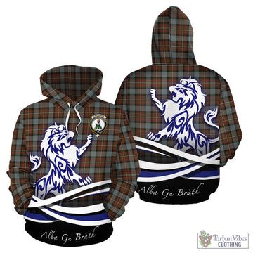 Ferguson Weathered Tartan Hoodie with Alba Gu Brath Regal Lion Emblem