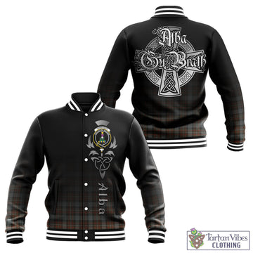 Ferguson Weathered Tartan Baseball Jacket Featuring Alba Gu Brath Family Crest Celtic Inspired