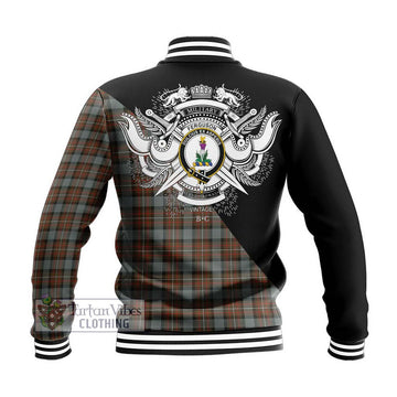 Ferguson Weathered Tartan Baseball Jacket with Family Crest and Military Logo Style