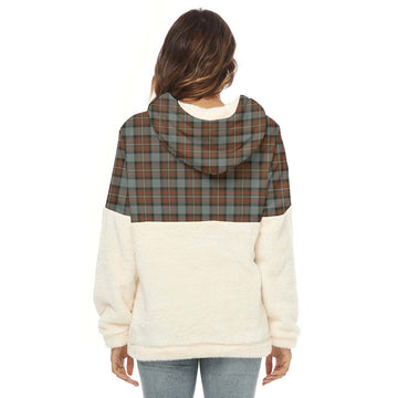 Ferguson Weathered Tartan Women's Borg Fleece Hoodie With Half Zip