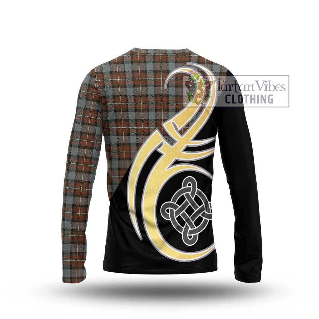 Ferguson Weathered Tartan Long Sleeve T-Shirt with Family Crest and Celtic Symbol Style - Tartan Vibes Clothing