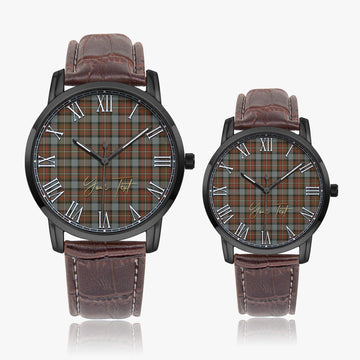 Ferguson Weathered Tartan Personalized Your Text Leather Trap Quartz Watch