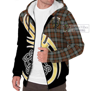 Ferguson Weathered Tartan Sherpa Hoodie with Family Crest and Celtic Symbol Style