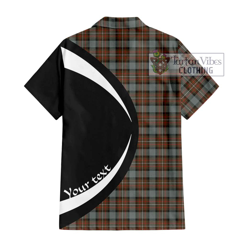 Ferguson Weathered Tartan Short Sleeve Button Up with Family Crest Circle Style - Tartan Vibes Clothing