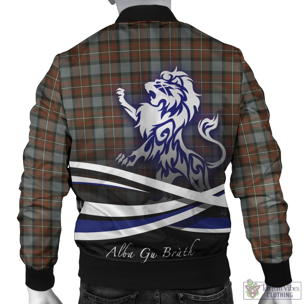 Tartan Vibes Clothing Ferguson Weathered Tartan Bomber Jacket with Alba Gu Brath Regal Lion Emblem