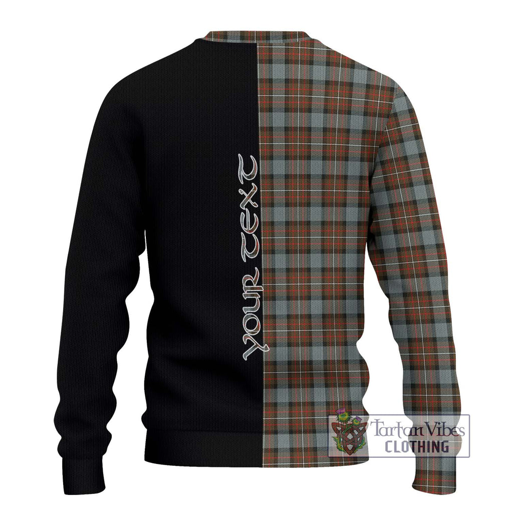 Ferguson Weathered Tartan Knitted Sweater with Family Crest and Half Of Me Style - Tartanvibesclothing Shop