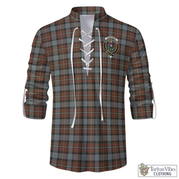 Ferguson Weathered Tartan Men's Scottish Traditional Jacobite Ghillie Kilt Shirt with Family Crest