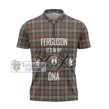 Ferguson Weathered Tartan Zipper Polo Shirt with Family Crest DNA In Me Style