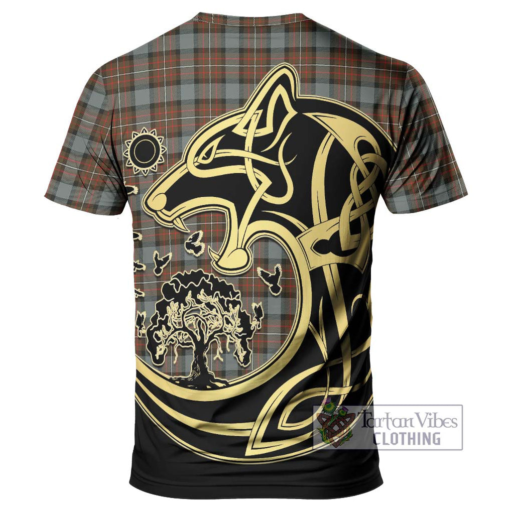 Ferguson Weathered Tartan T-Shirt with Family Crest Celtic Wolf Style - Tartan Vibes Clothing