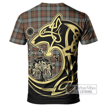 Ferguson Weathered Tartan T-Shirt with Family Crest Celtic Wolf Style