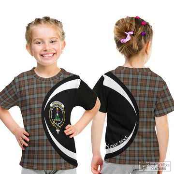 Ferguson Weathered Tartan Kid T-Shirt with Family Crest Circle Style