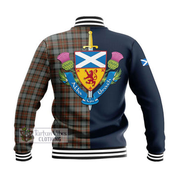 Ferguson Weathered Tartan Baseball Jacket Alba with Scottish Lion Royal Arm Half Style