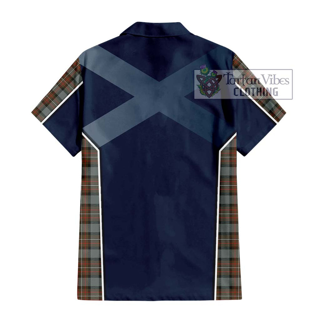 Ferguson Weathered Tartan Short Sleeve Button Shirt with Family Crest and Lion Rampant Vibes Sport Style - Tartan Vibes Clothing