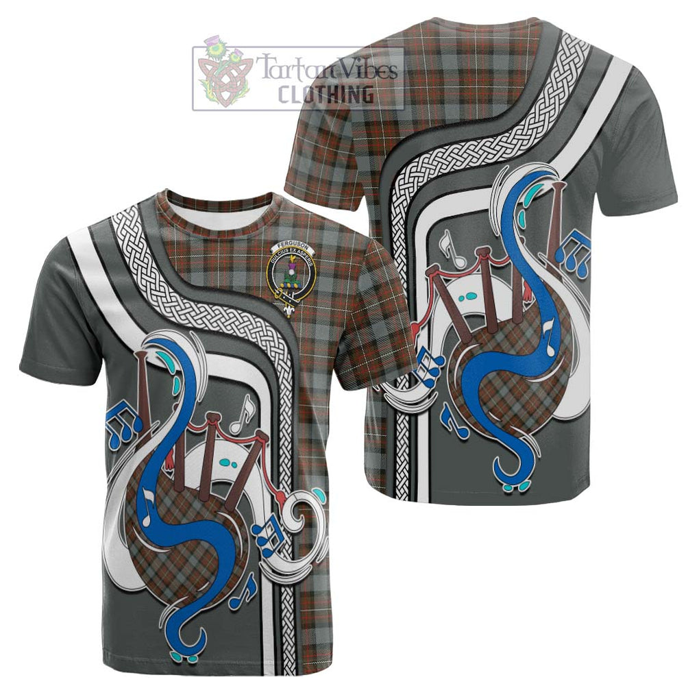 Tartan Vibes Clothing Ferguson Weathered Tartan Cotton T-shirt with Epic Bagpipe Style