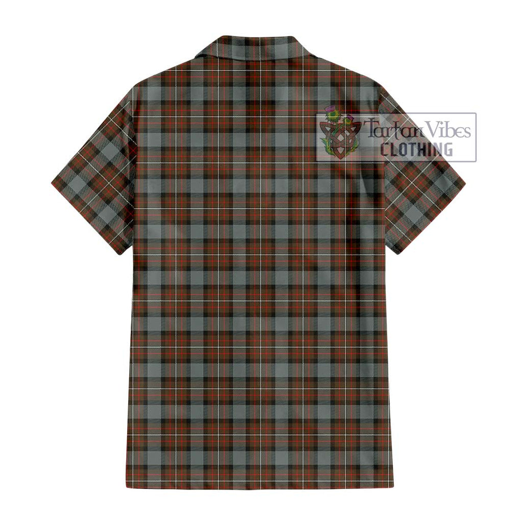 Ferguson Weathered Tartan Short Sleeve Button Shirt with Family Crest DNA In Me Style - Tartanvibesclothing Shop