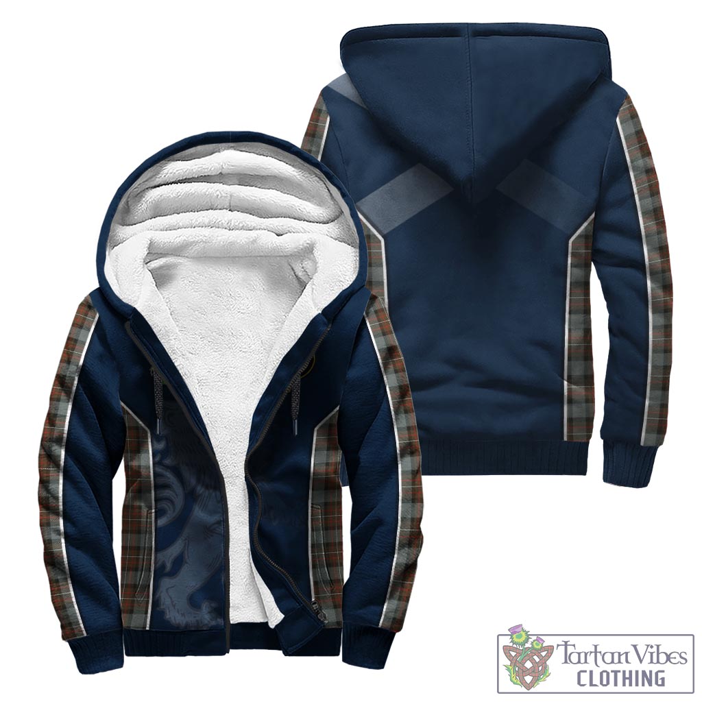 Tartan Vibes Clothing Ferguson Weathered Tartan Sherpa Hoodie with Family Crest and Lion Rampant Vibes Sport Style