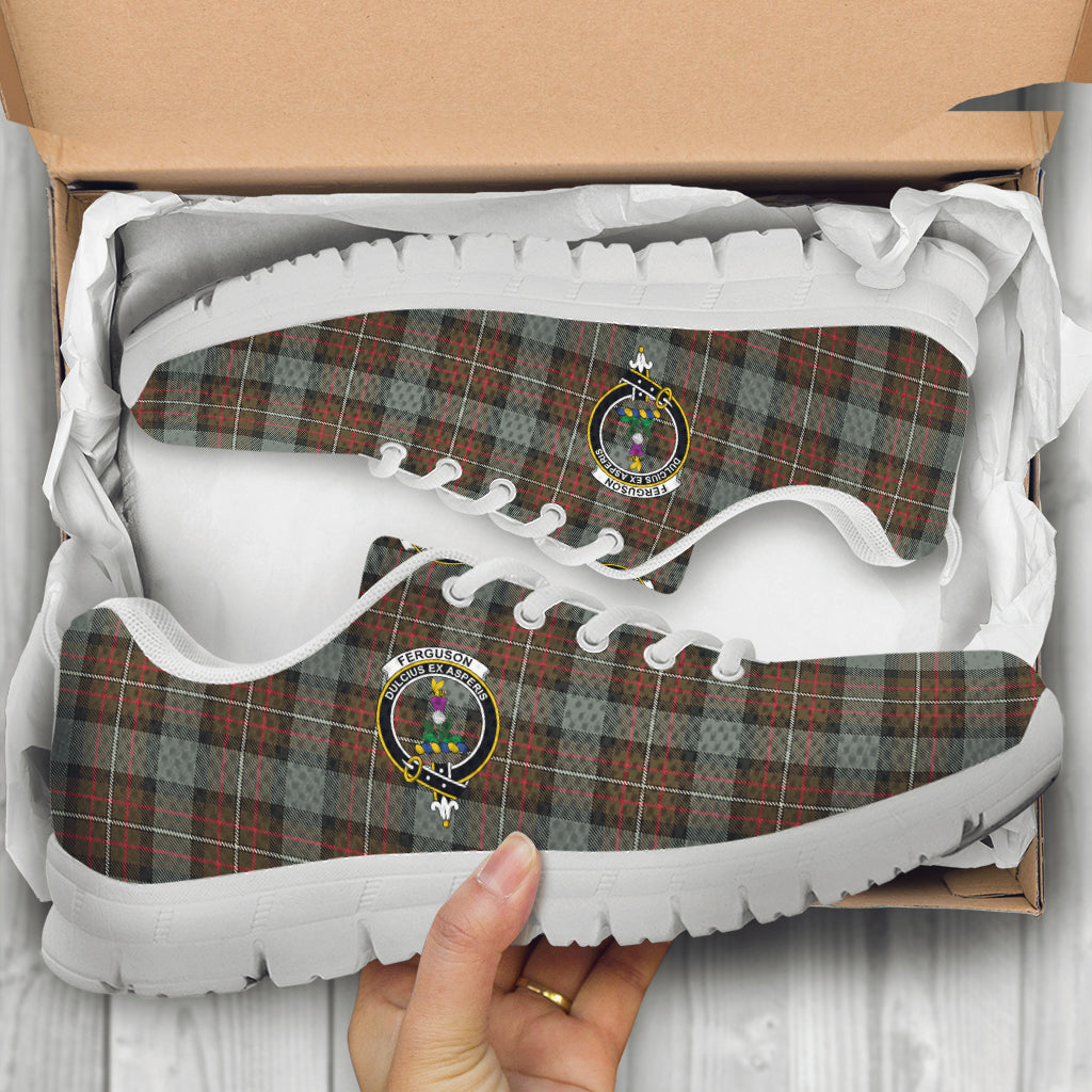 Ferguson Weathered Tartan Sneakers with Family Crest - Tartan Vibes Clothing