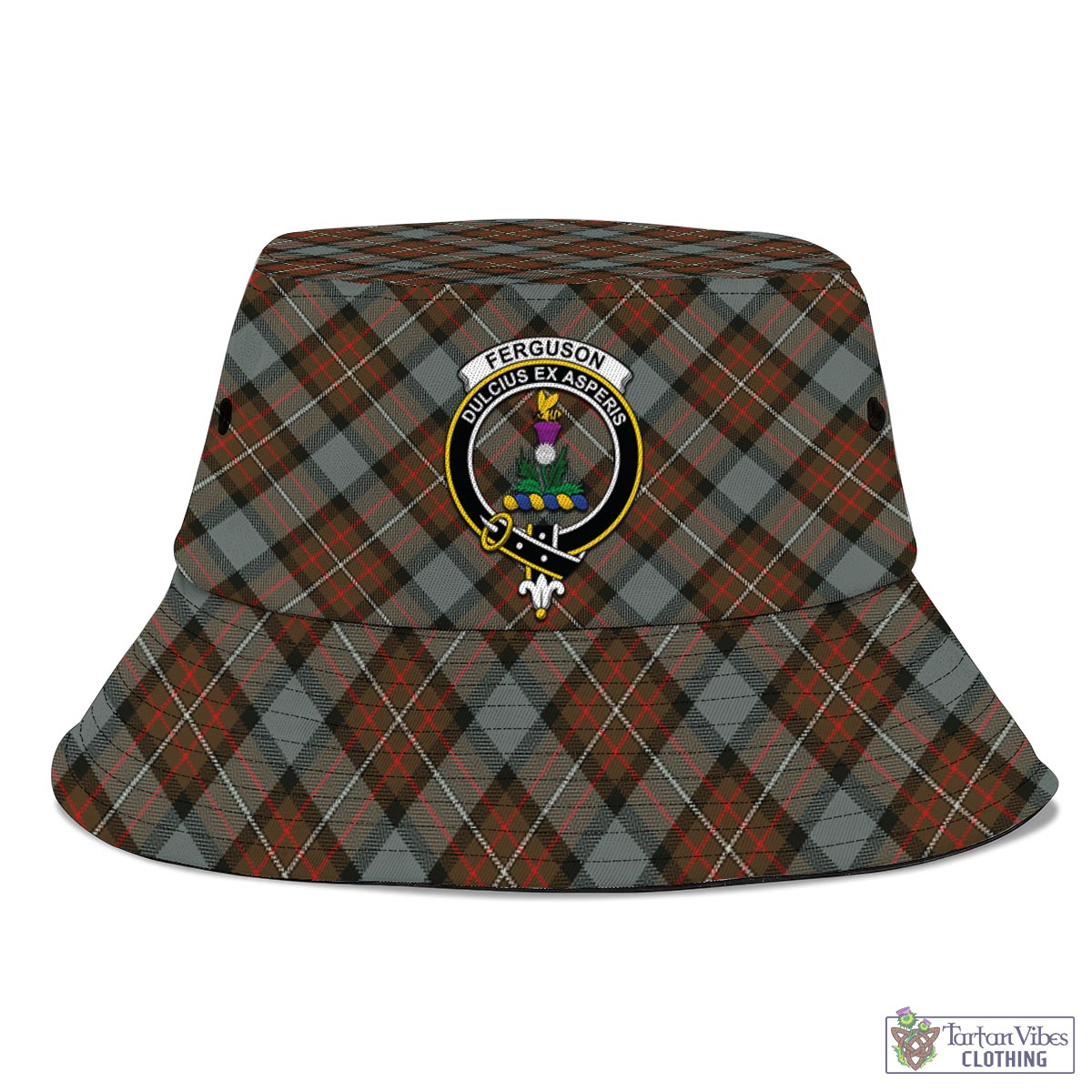 Tartan Vibes Clothing Ferguson Weathered Tartan Bucket Hat with Family Crest