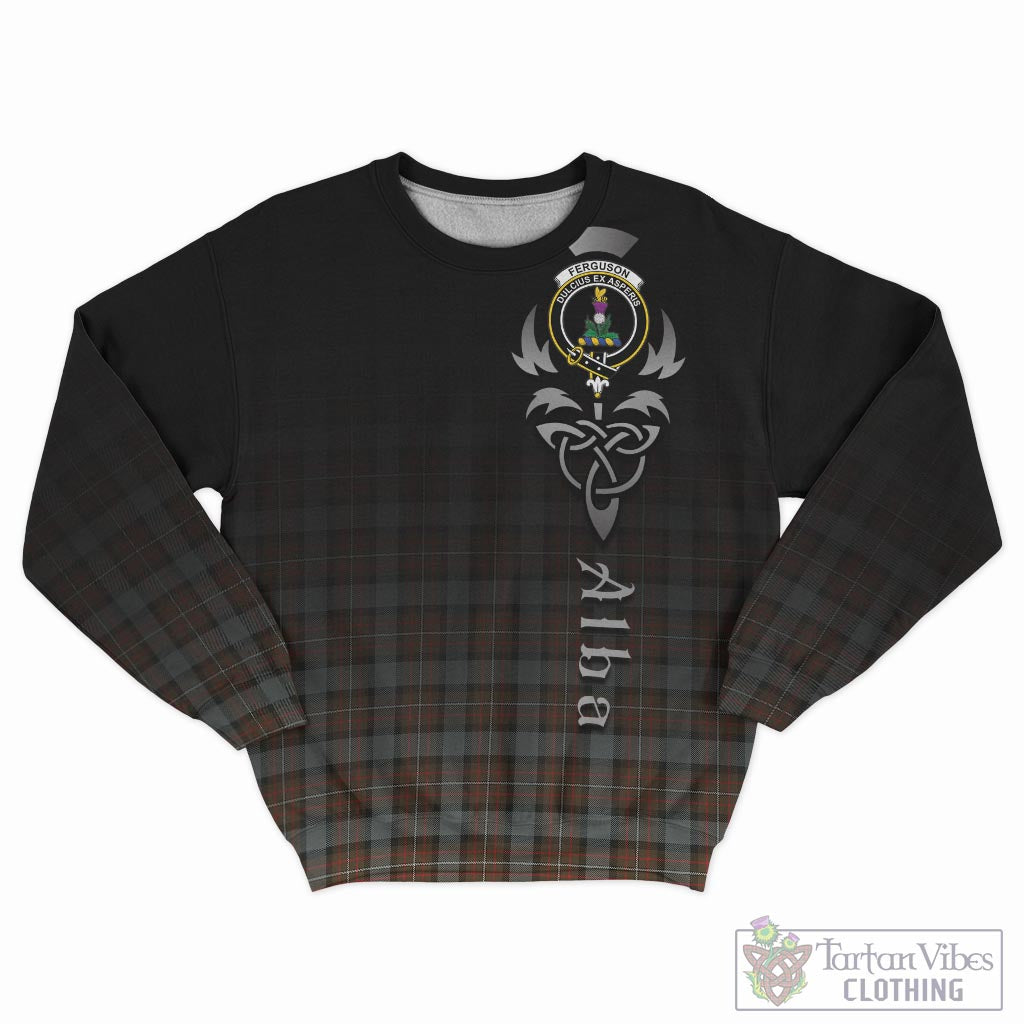 Tartan Vibes Clothing Ferguson Weathered Tartan Sweatshirt Featuring Alba Gu Brath Family Crest Celtic Inspired