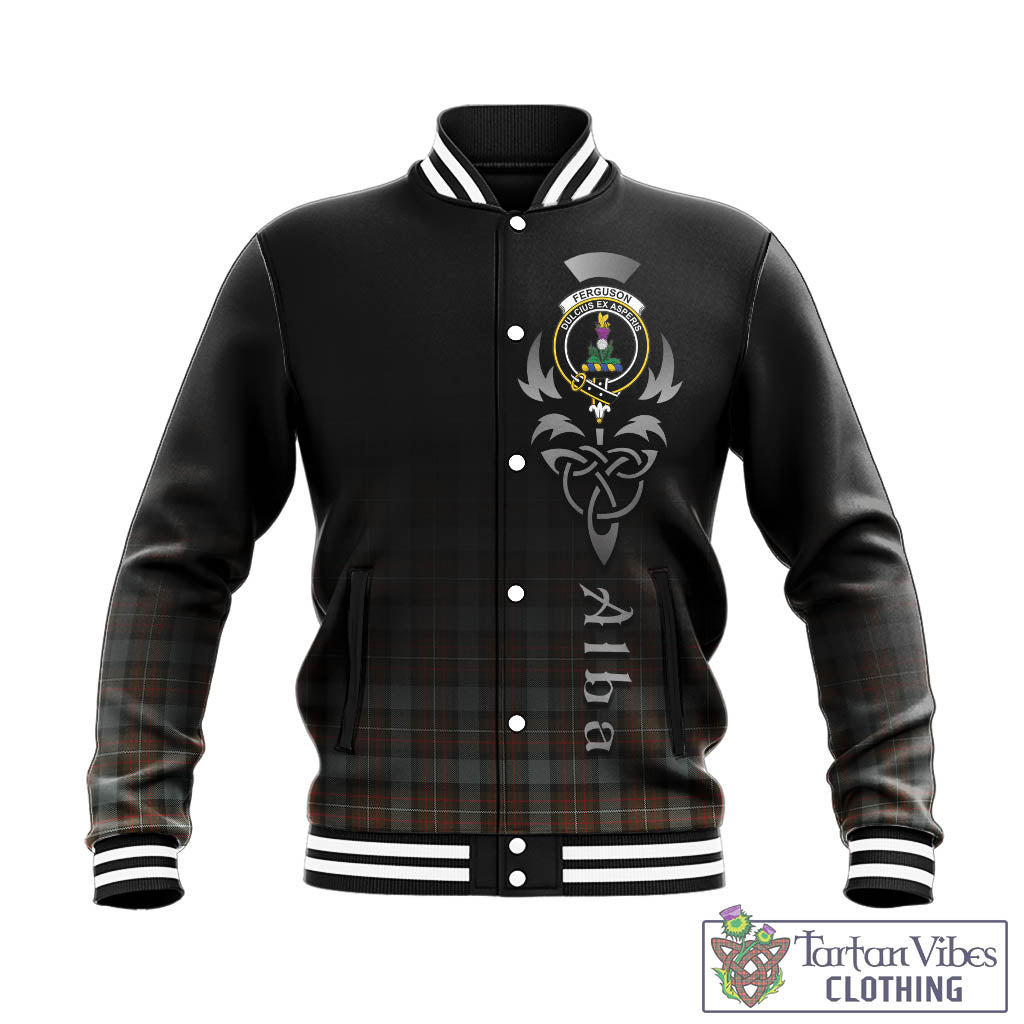 Tartan Vibes Clothing Ferguson Weathered Tartan Baseball Jacket Featuring Alba Gu Brath Family Crest Celtic Inspired