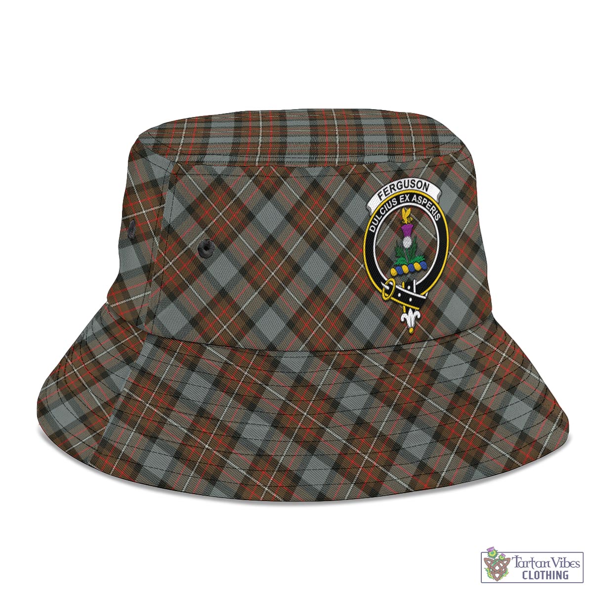 Tartan Vibes Clothing Ferguson Weathered Tartan Bucket Hat with Family Crest