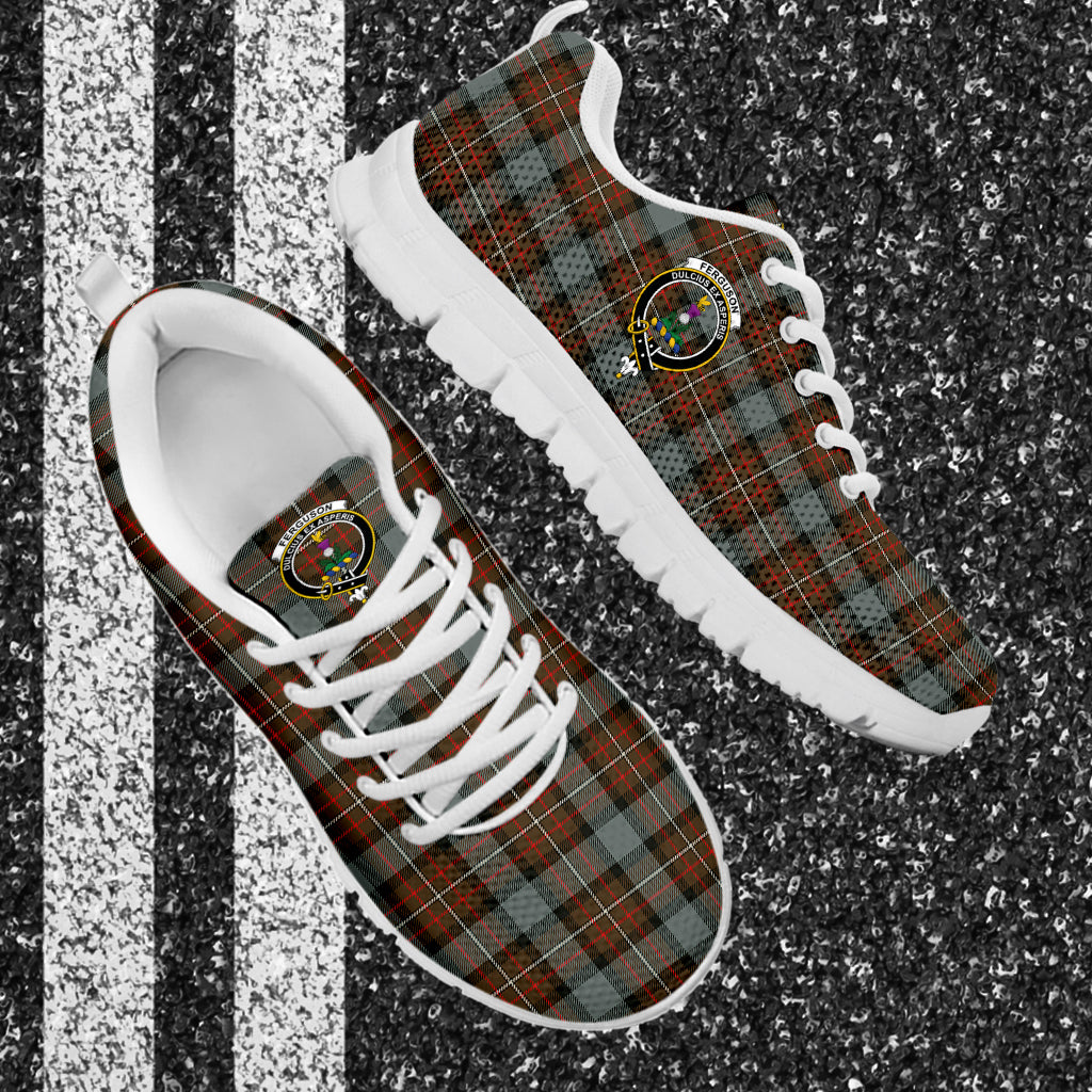 Ferguson Weathered Tartan Sneakers with Family Crest - Tartan Vibes Clothing