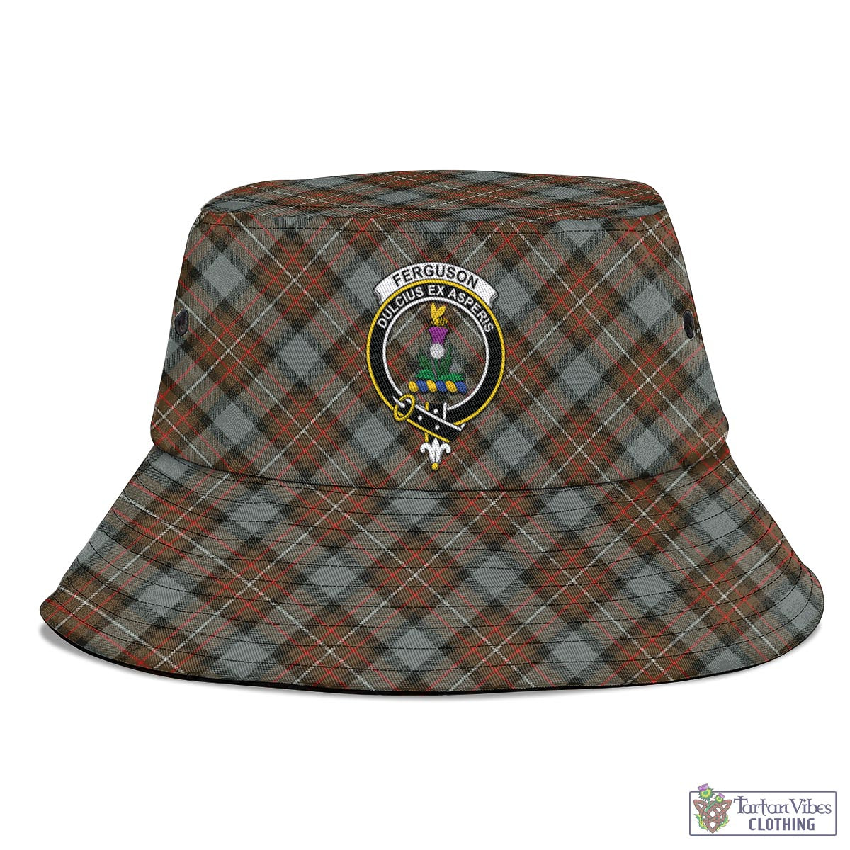 Tartan Vibes Clothing Ferguson Weathered Tartan Bucket Hat with Family Crest