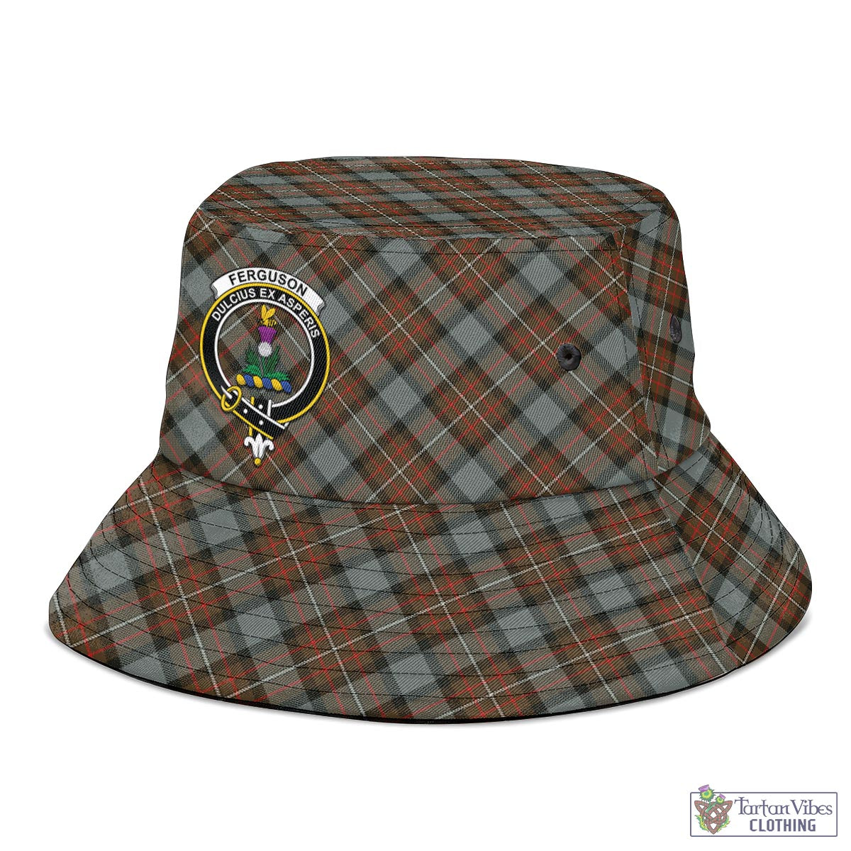 Tartan Vibes Clothing Ferguson Weathered Tartan Bucket Hat with Family Crest