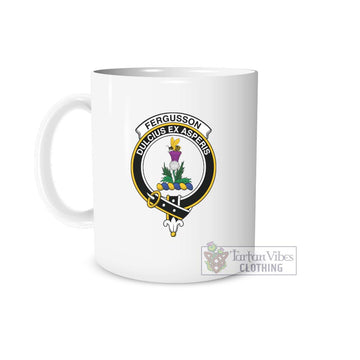 Fergusson Family Crest Ceramic Mug White - 2D-tartanvibesclothing
