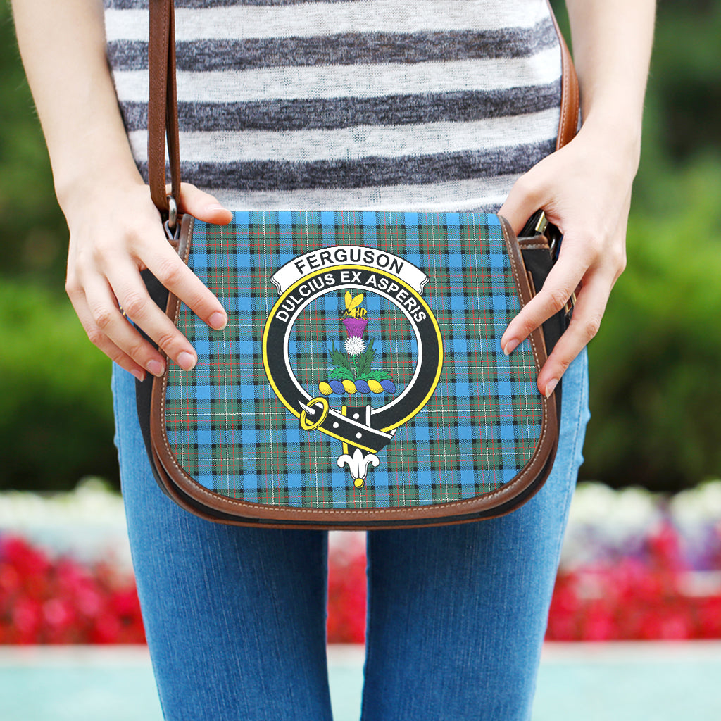 Fergusson Ancient Tartan Saddle Bag with Family Crest One Size - Tartan Vibes Clothing