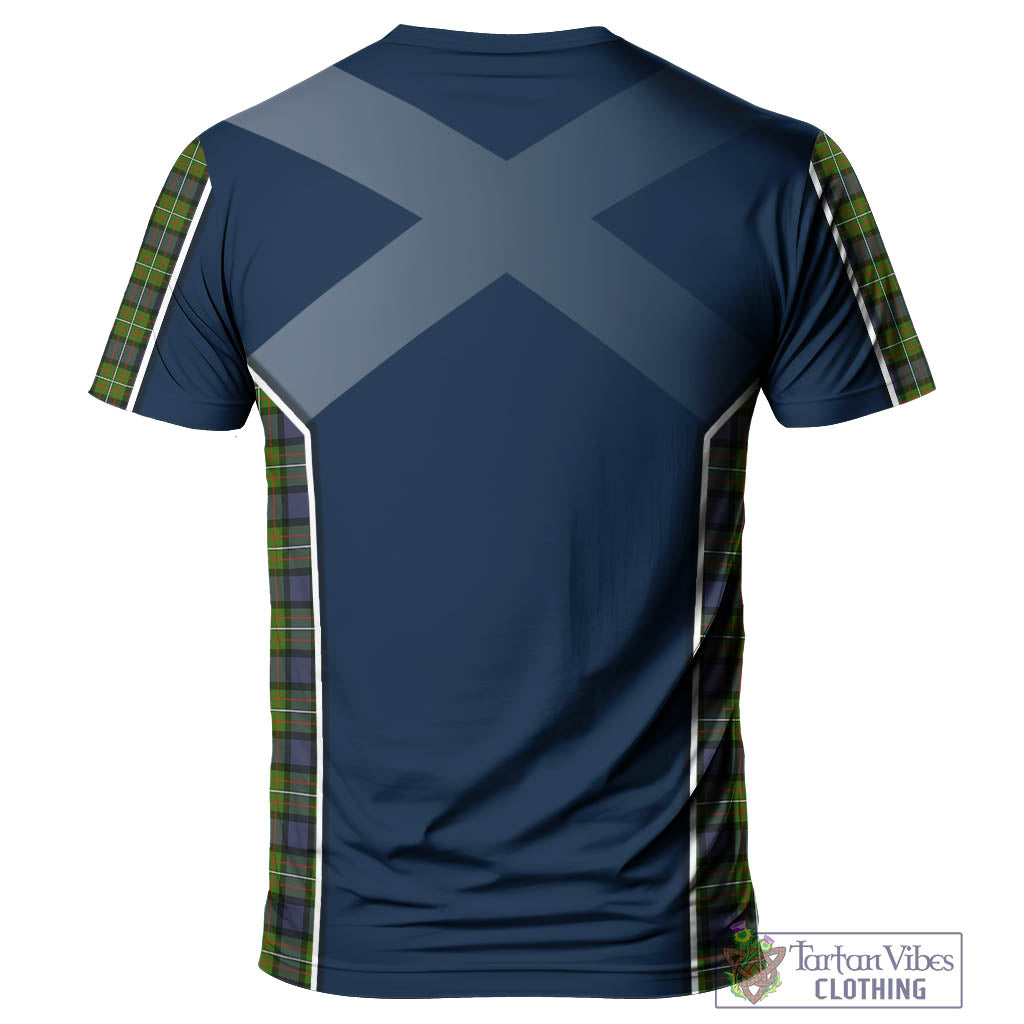 Tartan Vibes Clothing Fergusson Modern Tartan T-Shirt with Family Crest and Scottish Thistle Vibes Sport Style