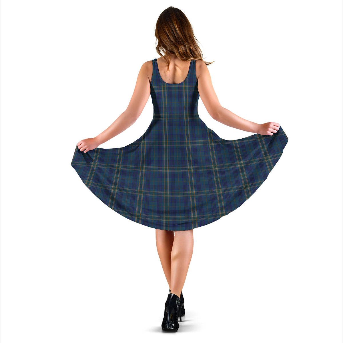 Fermanagh County Ireland Tartan Sleeveless Midi Womens Dress - Tartan Vibes Clothing