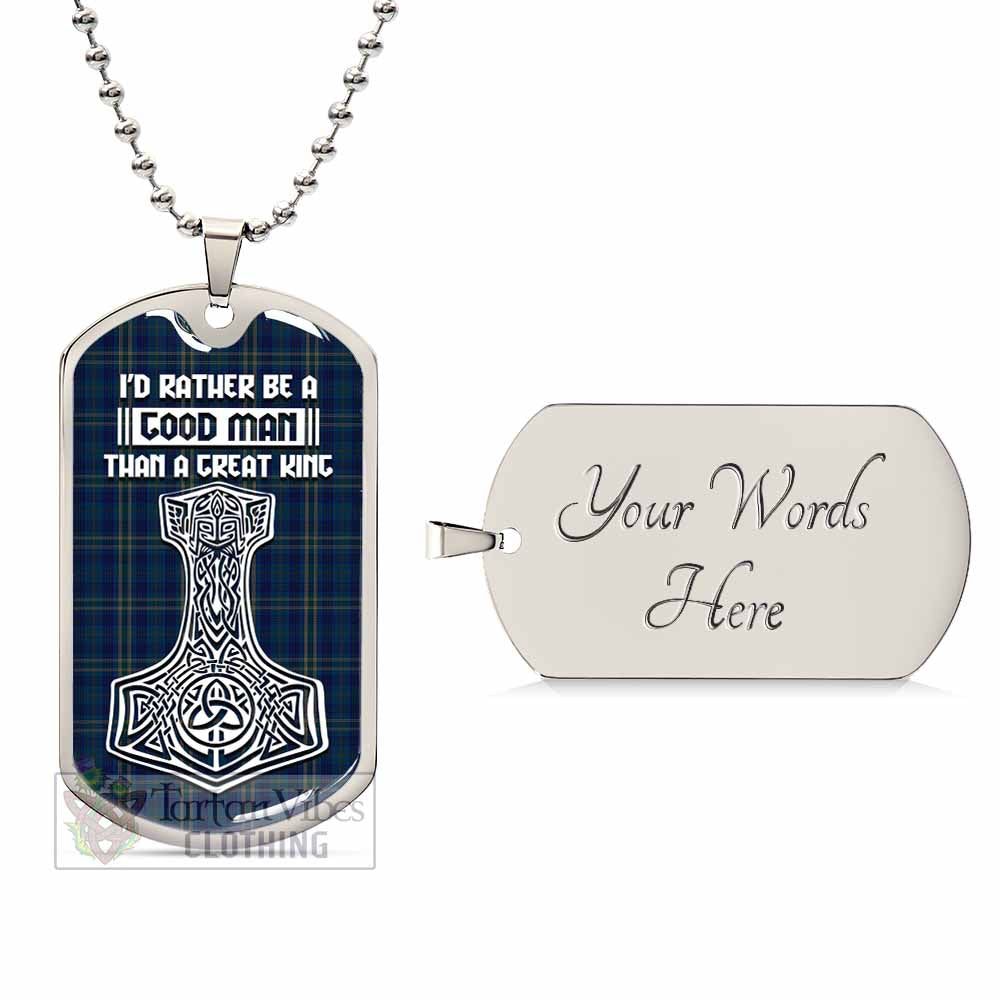 Fermanagh County Ireland Tartan Dog Tag Necklace Viking Mjolnir Style Silver Yes - Tartan Vibes Clothing