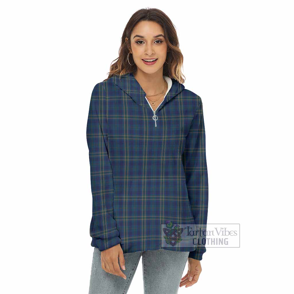 Fermanagh County Ireland Tartan Women's Borg Fleece Hoodie with Half Zip - Tartan Vibes Clothing