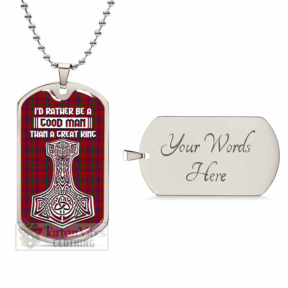 Tartan Vibes Clothing Fiddes Tartan Dog Tag Necklace Viking Mjolnir Style