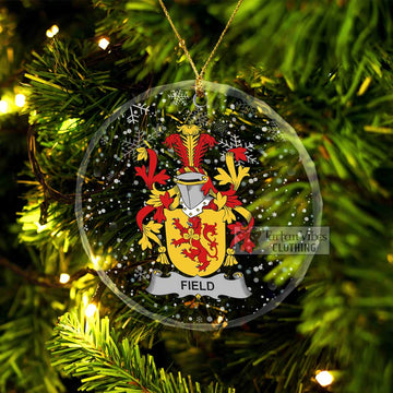 Field Irish Clan Christmas Glass Ornament with Coat of Arms