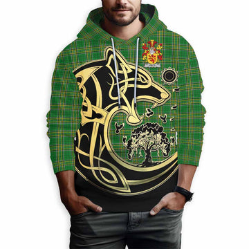 Field Irish Tartan Hoodie with Coat of Arms Celtic Wolf Style