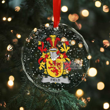 Field Irish Clan Christmas Glass Ornament with Coat of Arms