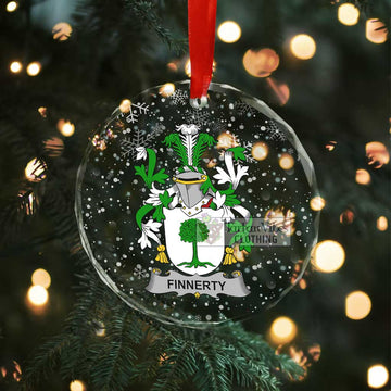 Finnerty Irish Clan Christmas Glass Ornament with Coat of Arms