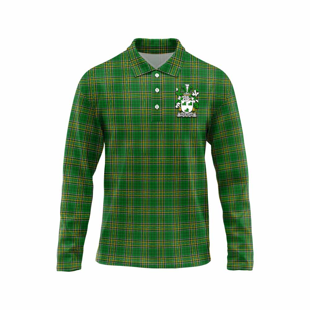 Tartan Vibes Clothing Fitz-Allen Irish Clan Tartan Long Sleeve Polo Shirt with Coat of Arms