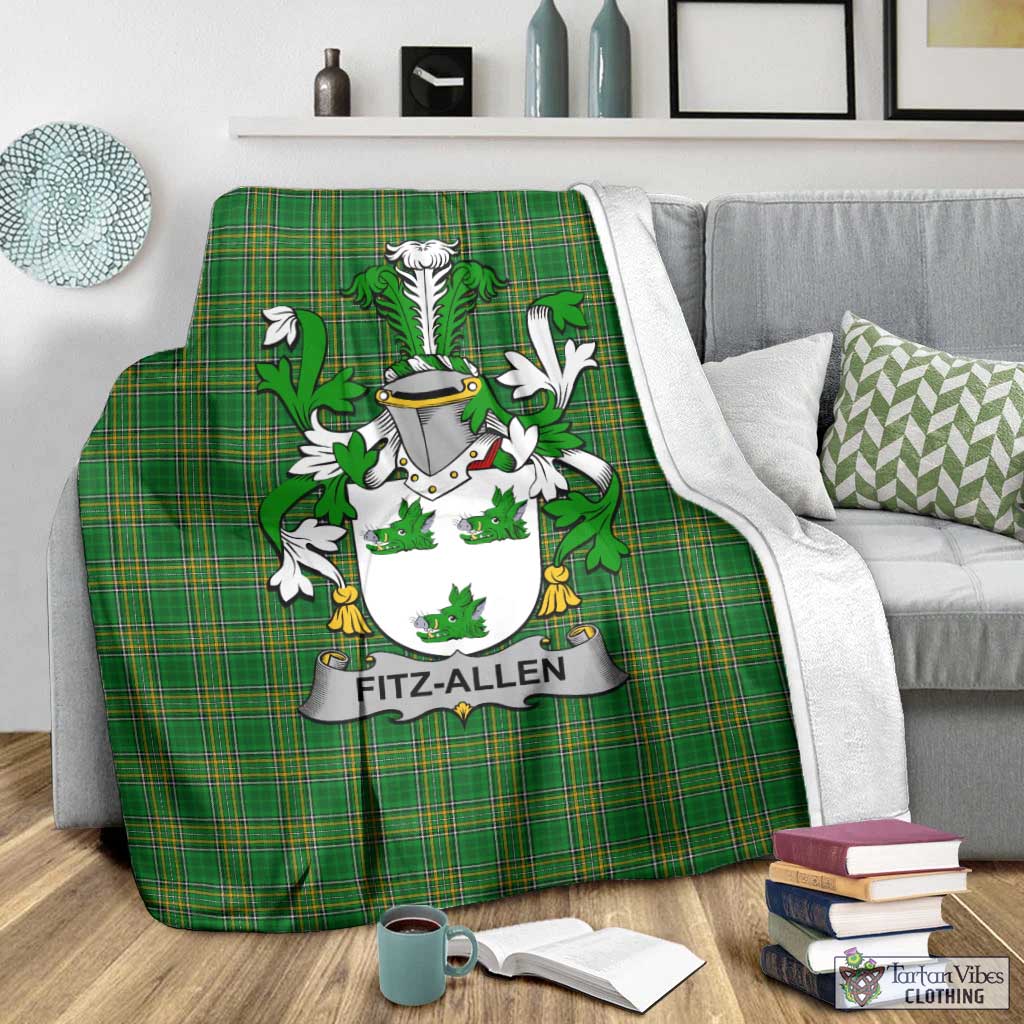 Tartan Vibes Clothing Fitz-Allen Irish Clan Tartan Blanket with Coat of Arms